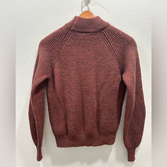 Ichi Denmark Wool Blend Rust gray Ribbed Knit Sweater balloon long sleeve brick - Picture 2 of 6